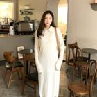 Collared Cable-knit Dress Cream - One Size