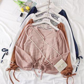 Patchwork Tie-cuff Checked Shirt