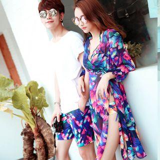 Couple Matching Set : Print Bikini + Cover-up + Swim Shorts