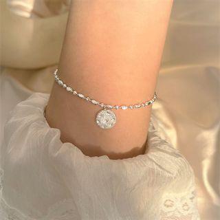 Disc Pendant Sterling Silver Bracelet