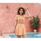 Set: Ruffle Trim Swim Top + Skort