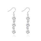Simple Square Earrings With Austrian Element Crystal Silver - One Size