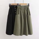 Plain High-waist Semi Skirt