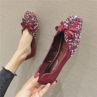 Sequined Bow Flats