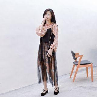 Set: Chiffon Dress + Tulle Spaghetti Strap Dress