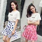 Set: Short-sleeve T-shirt + Printed A-line Mini Skirt