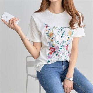 Short-sleeve Floral Pattern T-shirt