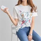 Short-sleeve Floral Pattern T-shirt
