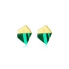 Sterling Silver Plated Gold Fashion Temperament Geometric Imitation Malachite Stud Earrings Golden - One Size