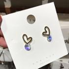 Rhinestone Heart Earring / Non-matching Dangle Earring