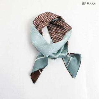 Houndstooth Narrow Scarf Hair Tie Green - One Size