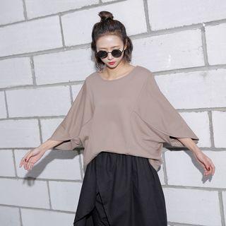 Patchwork Elbow-sleeved Top