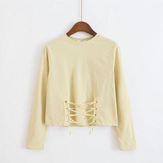 Long Sleeve Lace-up Accent T-shirt