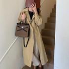 Double-breasted Long Trench Coat Camel - One Size