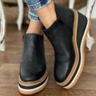 Contrast Trim Wedge Platform Ankle Boots