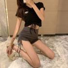Plain Drawstring Short-sleeve T-shirt / Plain Drawstring Shorts