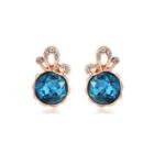 Elegant Fashion Plated Rose Gold Butterfly Stud Earrings With Blue Austrian Element Crystal Rose Gold - One Size