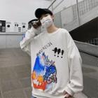 Dragon Print Oversize Pullover