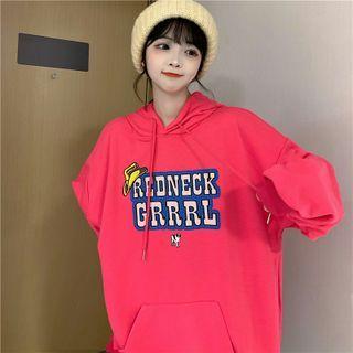 Hooded Loose-fit Lettering Sweatshirt