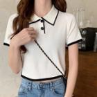 Short-sleeve Two-tone Slim-fit Polo-shirt