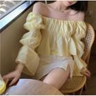 Bell-sleeve Off-shoulder Peplum Top