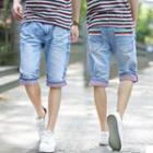 Contrast-trim Denim Shorts