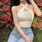Halter Knit Cropped Camisole Top