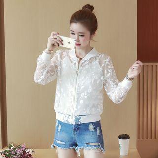Embroidery Tulle Zip Jacket