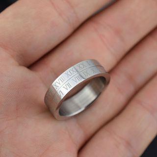 Roman Numerals Stainless Steel Ring