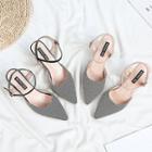 Patterned Pointed Toe High Heel Sandals