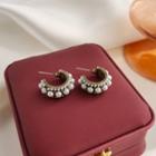 Faux Pearl Hook Earring 1 Pair - Gold & White - One Size