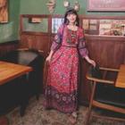Long-sleeve Embroidered Patterned Sundress