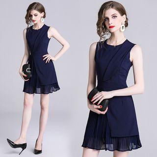 Sheer Trim Sleeveless A-line Dress