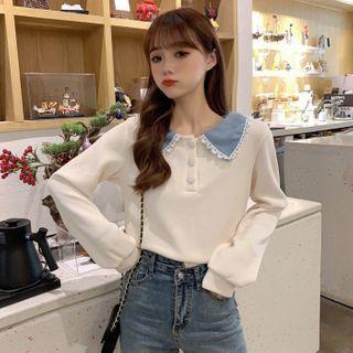 Lace Collar Polo Sweatshirt