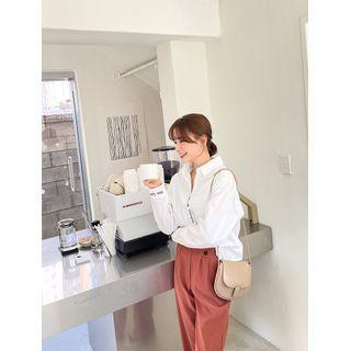Letter-embroidered Longline Shirt