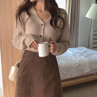 Lace-trim Woolen Cardigan