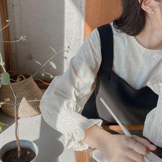 Embroidered Lace Blouse Ivory - One Size
