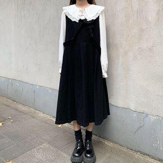 Ruffle Trim Blouse / Midi Jumper Dress