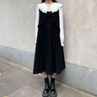 Ruffle Trim Blouse / Midi Jumper Dress