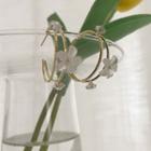 Faux Crystal Flower Hoop Earring 1 Pair - 925 Silver - As Shown In Figure - One Size