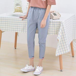 Stripe Trim Cropped Tapered Pants
