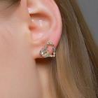 Rhinestone Heart Earring 1 Pair - S366 - 01 - Gold - One Size