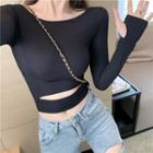 Cutout Cropped Long-sleeve Top