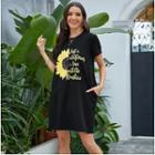 Short-sleeve Lettering Flower Print T-shirt Dress