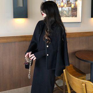 Plain Woolen Cape / Plain Knit Dress