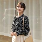 Beribboned Floral Chiffon Blouse