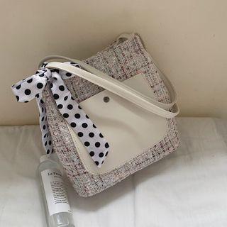 Tweed Shoulder Bucket Bag