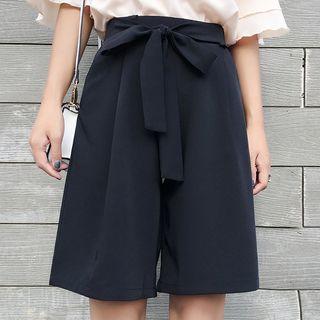 Wide-leg Bow-accent Shorts