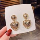 925 Sterling Silver Heart Drop Earring 1 Pair - E1771 - Heart - Gold - One Size