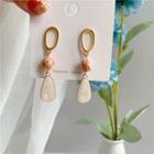 Gemstone Drop Earring 070 - 1 Pair - 925 Silver Needle - Gold - One Size